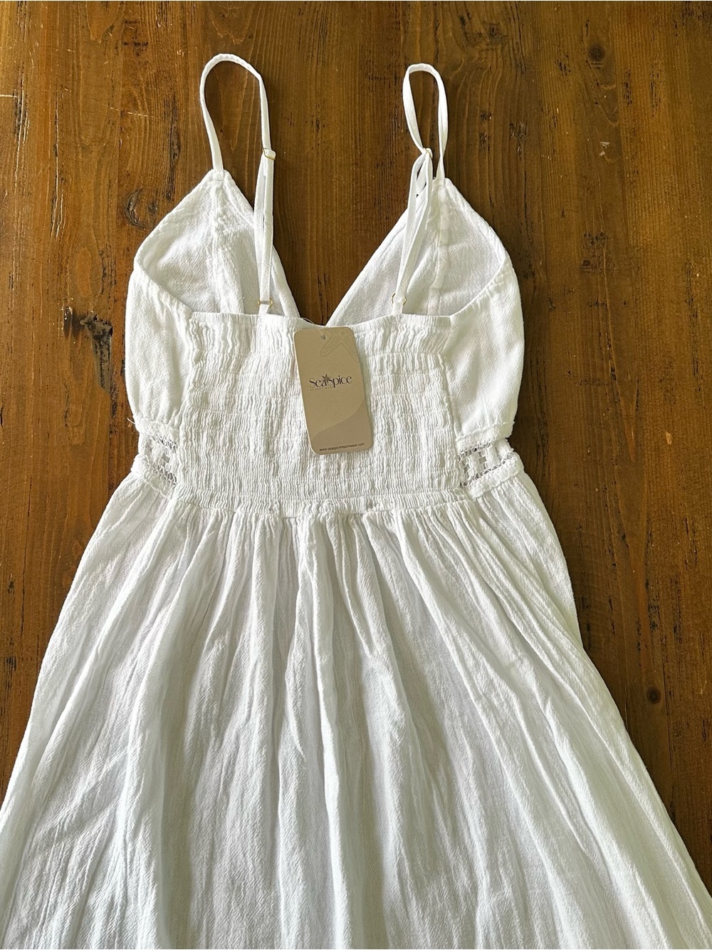 SEASPICE NWT Summer White Midi Dress, Large - Picture 6 of 8